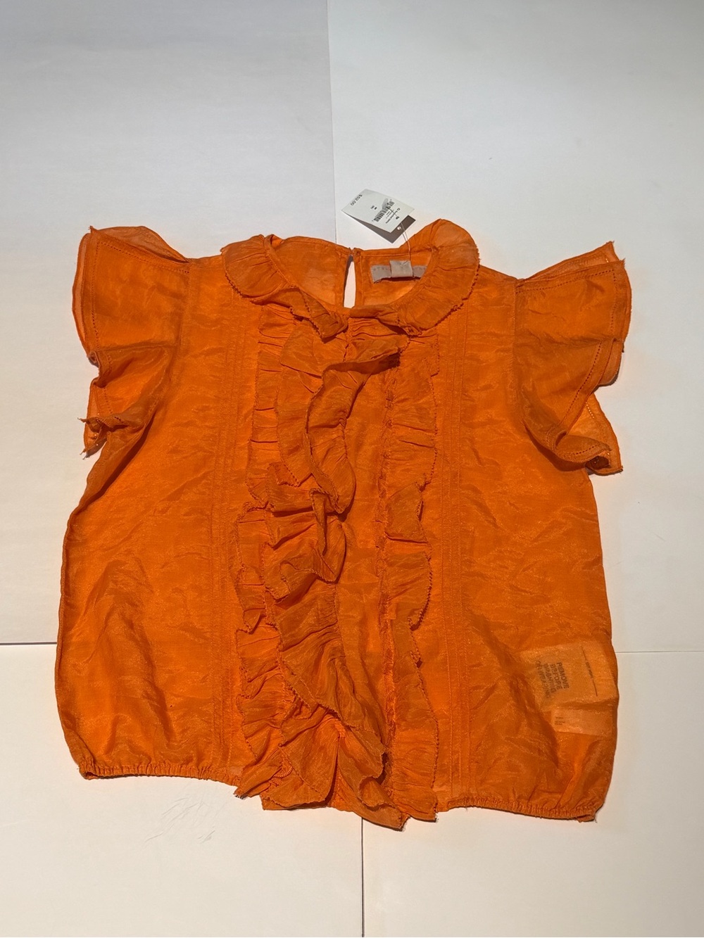 NEW Stella McCartney x GapKids Orange Silk Ruffle Blouse Size: Medium